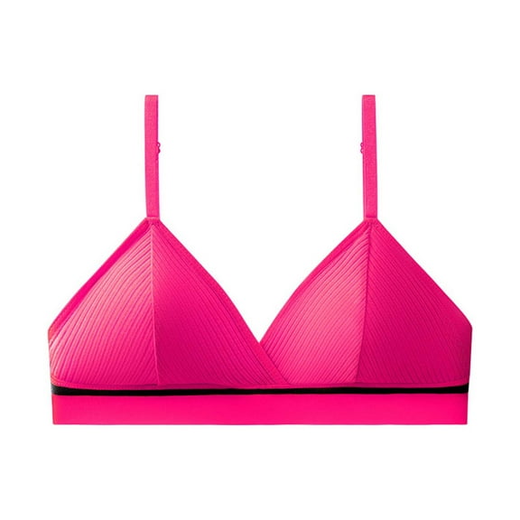 Viluyesy Womens Sports Bras, Comfort Low Support Adjustable Strap Cotton Fitness Yoga Underwear Hot Pink Free Size