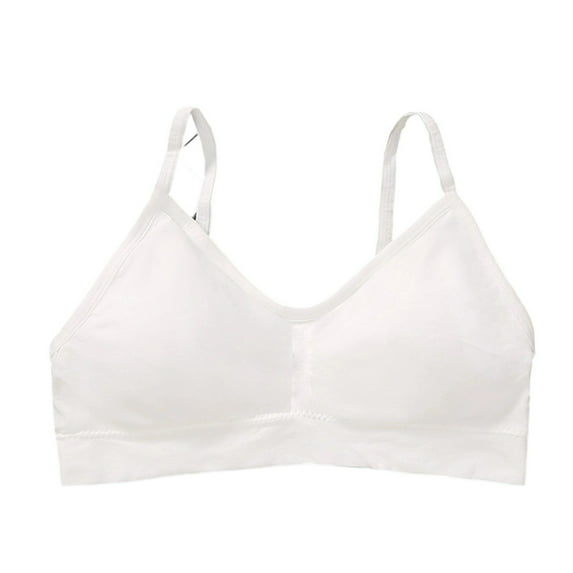 Viluyesy Womens Sports Bras, Spaghetti Strap Fitness Seamless Running Yoga Wireless Underwear White S-2XL
