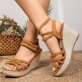 thumbnail image 1 of Viluyesy Womens Strappy Sandals, Open Toe Ankle Strap Platform Fashion Wedge Shoes Khaki, 1 of 9
