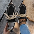 thumbnail image 1 of Viluyesy Womens Suede Loafers, Soft Sole Lace Up Non-Slip Wedge Heels Comfortable Fashion Walking Shoes Black US9.5, 1 of 9