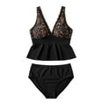 thumbnail image 1 of Viluyesy Womens Swimsuits 2-Piece, Prints V Neck Ruffles Tankini and High Waist Swim Bottom Beach Bathing Suits Black XL, 1 of 2