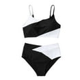 thumbnail image 1 of Viluyesy Womens Swimsuits 2-Piece, Tummy Control Color Block High Waisted Summer Beach Bathing Suits Black S, 1 of 2