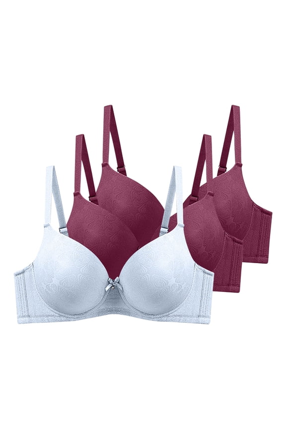 Womens T-Shirt Bra 3-Pack, Comfort Fit Breathable Full Coverage Everyday Push Up Underwear Light Blue