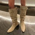 thumbnail image 1 of Viluyesy Womens Tall Boots, Pointed Toe Wide Calf Chunky Heels Fall Winter Fashion Slouch Boots Khaki US6, 1 of 9