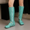 thumbnail image 1 of Viluyesy Womens Tall Boots, Side Zipper Round Toe Wide Calf Fashion Western Knee High Boots Green, 1 of 9