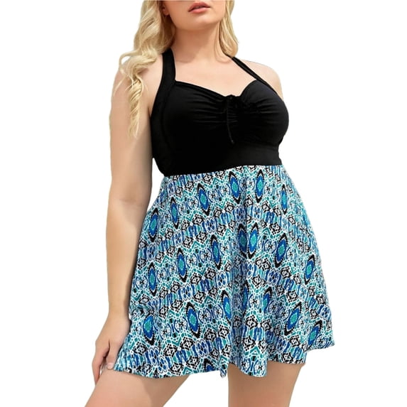 Viluyesy Womens Tankini Swimsuit (XL-5XL), Plus Size with Swim Bottoms Halter Tummy Control Summer Ruffle Bathing Suit 2-Piece Black