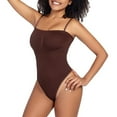 thumbnail image 1 of Viluyesy Womens Thong Bodysuit, High Waisted Tummy Control Seamless Tight Fit Sculpting Shapewear Brown XL, 1 of 6