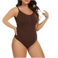 thumbnail image 1 of Viluyesy Womens Thong Shapewear, Tight Fit Scoop Neck Backless Everyday Seamless Sculpting Bodysuit Brown L, 1 of 4