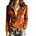 thumbnail image 1 of Viluyesy Womens Velvet Jacket Zip Up Long Sleeve Collared Casual Fashion Coat Orange Size XL, 1 of 5