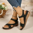 thumbnail image 1 of Viluyesy Womens Wedge Sandals, Arch Support Soft Sole Round Toe Casual Comfortable Shoes Black, 1 of 9