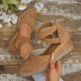 thumbnail image 1 of Viluyesy Womens Wedge Sandals, Comfortable X-Strap Closed Toe Spring Summer Espadrilles Platform Shoes Brown US8.5, 1 of 2