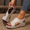 thumbnail image 1 of Viluyesy Womens Wedge Sandals, Open Toe Arch Support Ankle Strap Roman New Style Shoes Beige, 1 of 8