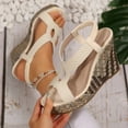 thumbnail image 1 of Viluyesy Womens Wedge Sandals, Open Toe Wide Width Ankle Strap Summer Casual Shoes Beige, 1 of 9
