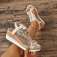 thumbnail image 1 of Viluyesy Womens Wedge Sandals, Peep Toe Ankle Strap Thick Sole Rhinestone Comfort Fashion Dress Shoes White US9.5, 1 of 9