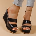 thumbnail image 1 of Viluyesy Womens Wedge Sandals, Peep Toe Faux Leather Slip-On Casual Fashion Platform Shoes Black US8.5, 1 of 9