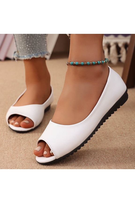 Womens Wedge Sandals, Peep Toe Non-Slip Comfortable 2026 Casual Shallow Shoes White US8.5