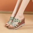 thumbnail image 1 of Viluyesy Womens Wedge Sandals, Rhinestones Wide Width Open Toe Slip On Casual Shoes Green, 1 of 5