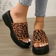 thumbnail image 1 of Viluyesy Womens Wedge Sandals, Slip-On Flatform Leopard Solid Summer Beach Casual Shoes Brown, 1 of 5