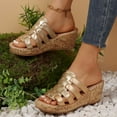 thumbnail image 1 of Viluyesy Womens Wedge Sandals, Soft Sole Wide Width Open Toe Summer Trendy Slippers Gold, 1 of 8