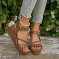thumbnail image 1 of Viluyesy Womens Wedge Sandals, Thick Sole Adjustable Strap Open Toe 2026 Summer Casual Dressy Shoes Brown US8.5, 1 of 9