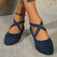 thumbnail image 1 of Viluyesy Womens Wedge Shoes, Pointed Toe X-Strap Comfortable Shallow Suede Ballet Flats Blue, 1 of 8
