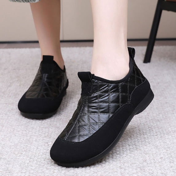 Viluyesy Womens Winter Booties, Anti-Slip Fleece Lined Waterproof Slip-On Casual Comfortable Snow Booties Black US7.5
