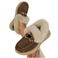 thumbnail image 1 of Viluyesy Womens Winter Loafers, Faux Fur Lined Furry Collar Soft Sole Winter Suede Leather Snow Shoes Coffee US6, 1 of 6