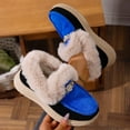 thumbnail image 1 of Viluyesy Womens Winter Snow Loafers, Keep Warm Faux Fur Lined Thick Sole Anti-Slip Fashion Furry Collar Suede Shoes Blue US6, 1 of 8