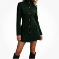 thumbnail image 1 of Viluyesy Womens Wool Coat Button Down Stand Collar Fitted Warm Winter Peacoat Pockets Army Green Size 2XL, 1 of 5