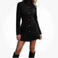 thumbnail image 1 of Viluyesy Womens Wool Coat Button Down Stand Collar Fitted Warm Winter Peacoat Pockets Black Size 3XL, 1 of 5