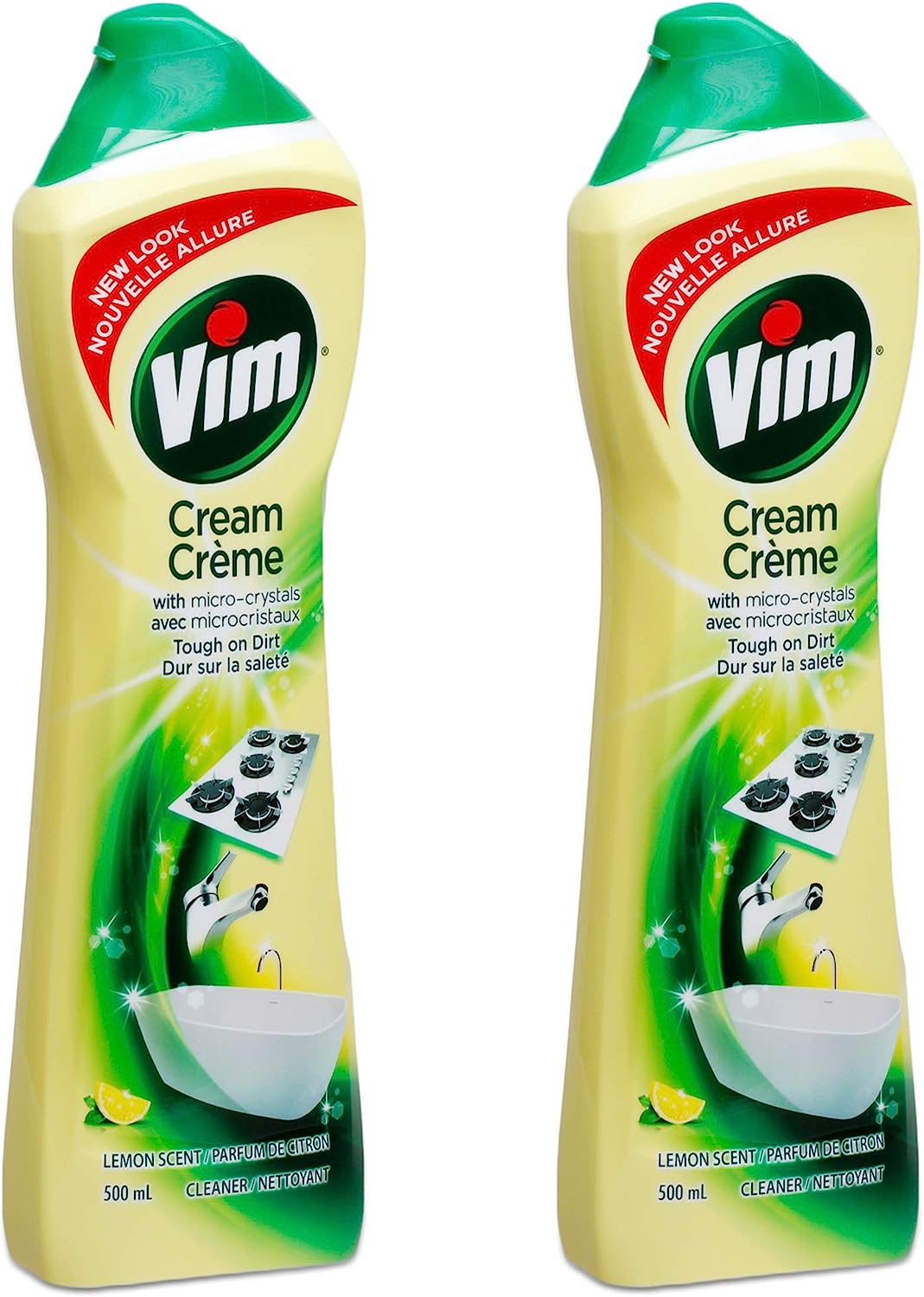 Vim (Cif) Multi-Purpose Cream Cleanser with Micro Crystals, Lemon Scent -  500ml (Pack of 2)