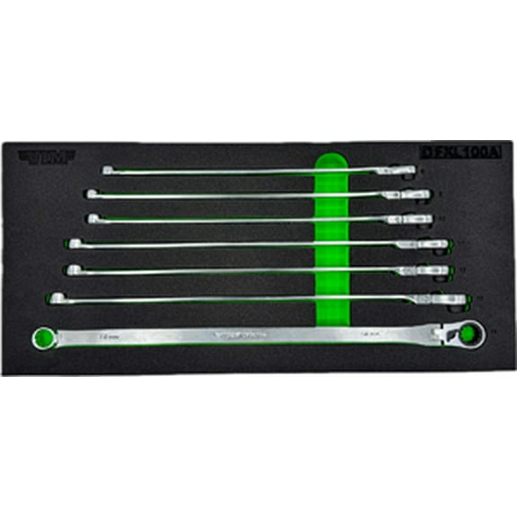 Vim Tools DFXL100A 7 Pc. Deep Spline Ratcheting Flex Head Xl Wrench Set (8-14mm)