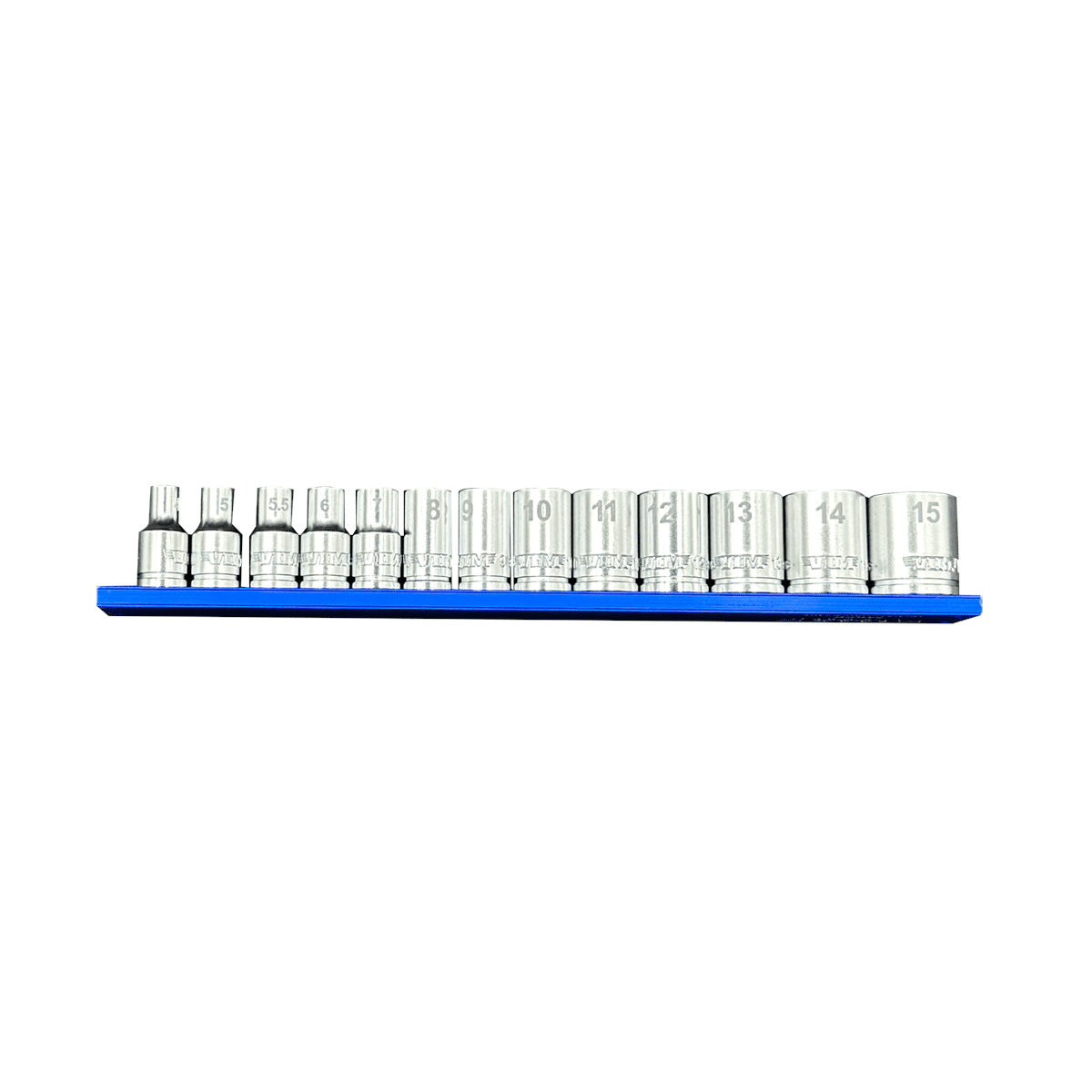 VIM Tools 13 Piece 1/4 Inch Drive Metric Socket Set with Blue 8 Inch Magrail - SMS400 Subset