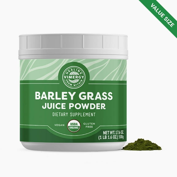 VIMERGY USDA Organic Barley Grass Juice Powder Value Size (500g)