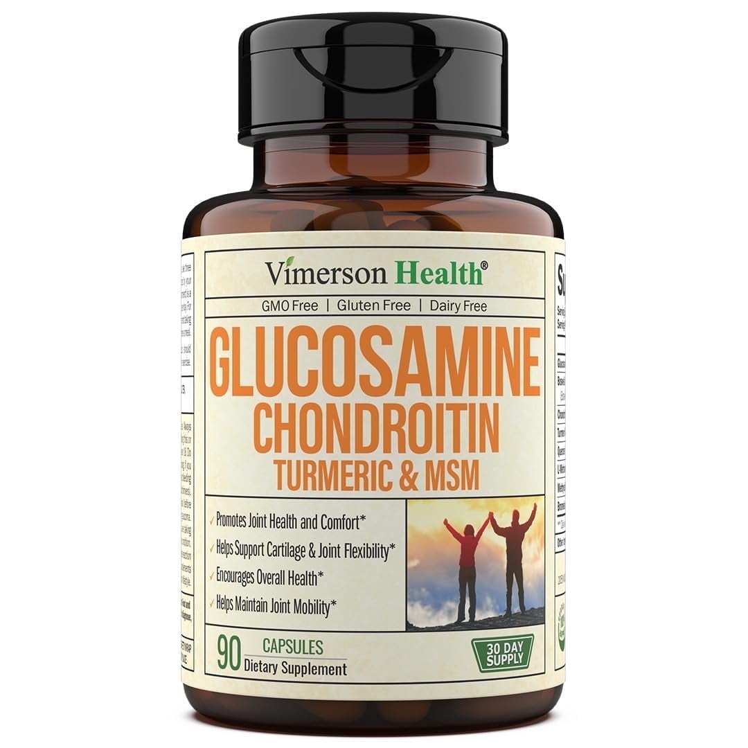 Vimerson Health Glucosamine Chondroitin MSM Turmeric Boswellia - Joint Support Supplement Antioxidant Properties. 90 Capsules