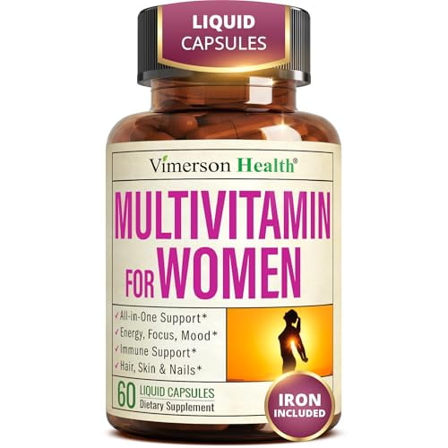 Vimerson Health Multivitamin for Women: Vitamins, Minerals and Bioavailable D3 for Focus and Energy Support Daily Womens Multivitamins and Multiminerals 60 Liquid Capsules