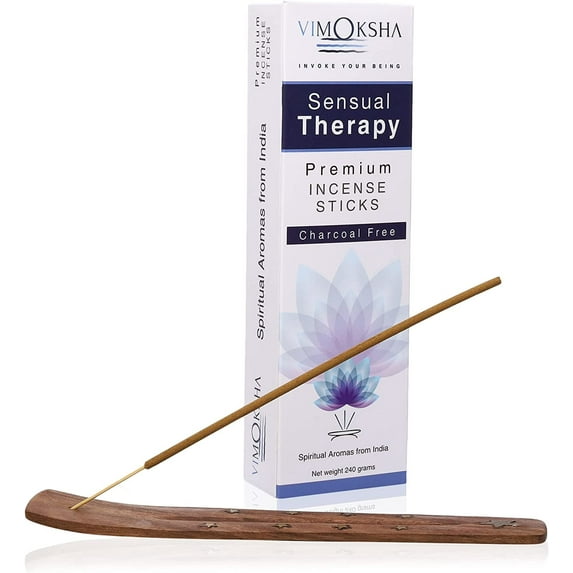 Vimoksha Premium Incense Sticks Sensual Therapy Organic Chemicals Free For Yoga Meditation Prayer Purification Relaxation Positivity (135 Sticks/240 Grams+Incense Holder)