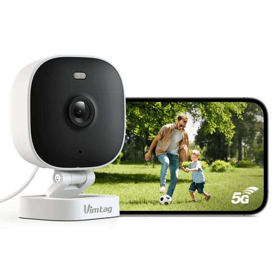 Vimtag 2.5K Indoor/Outdoor Security Camera, Smart WiFi Camera for Home Security, 2.4/5G Pet/Dog/Baby Camera with Phone App, Night Vision, Two-Way Audio, 24/7 SD/Cloud Storage, Works with Alexa