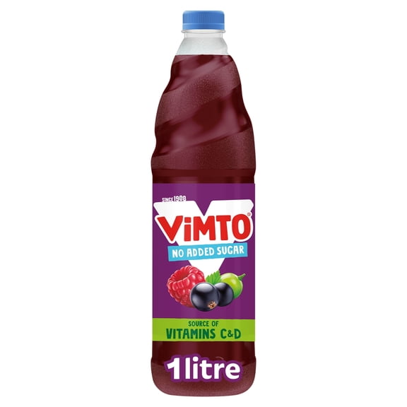 Vimto No Added Sugar Squash 1 Litre, Imported from Britain