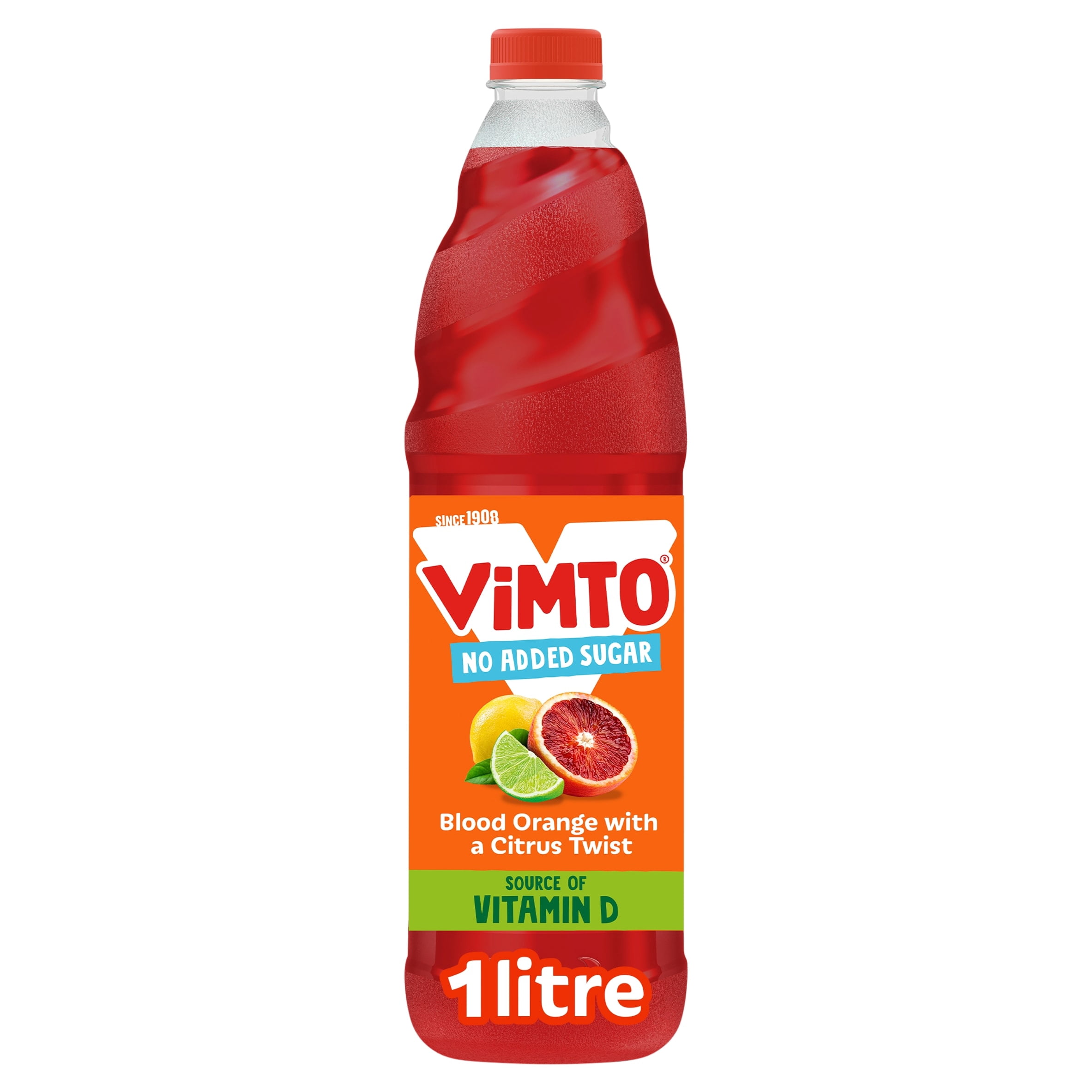 Vimto No Added Sugar Squash - Blood Orange with a Citrus Twist 1 Litre, Imported from Britain