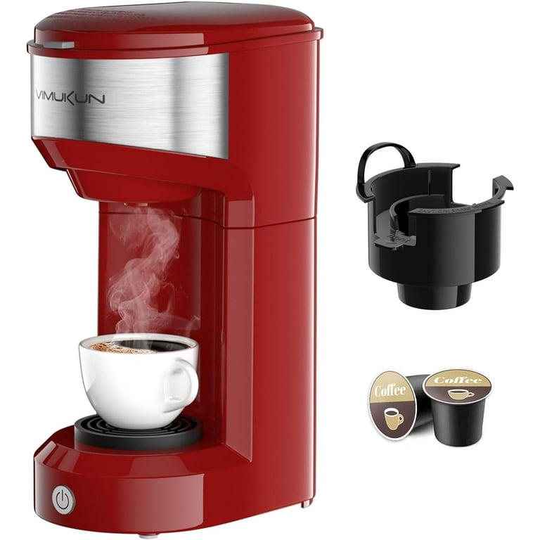 happyline Portable Small Travel Coffee Maker and Coffee Grinder Mug Brewer for Camping Office Outdoor, Size: Large, Red