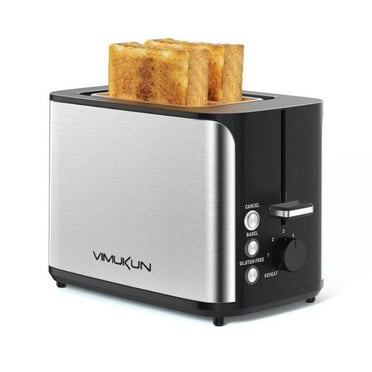 Vimukun Toaster 2 Slice, Extra Wide Slot, Stainless Steel, 7 Browning Shade Settings, Bagel/Cancel/Gluten-Free/Reheat Function , 900 Watt ,Black & Silver