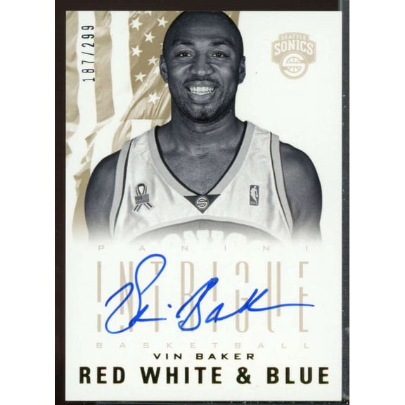 Vin Baker Card 2012-13 Panini Intrigue Red White and Blue Autographs #9 /299
