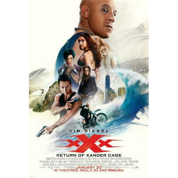 Vin Diesel Return Of Xander Cage Movie Poster Decor Poster 24x36 Square Adults Best Posters