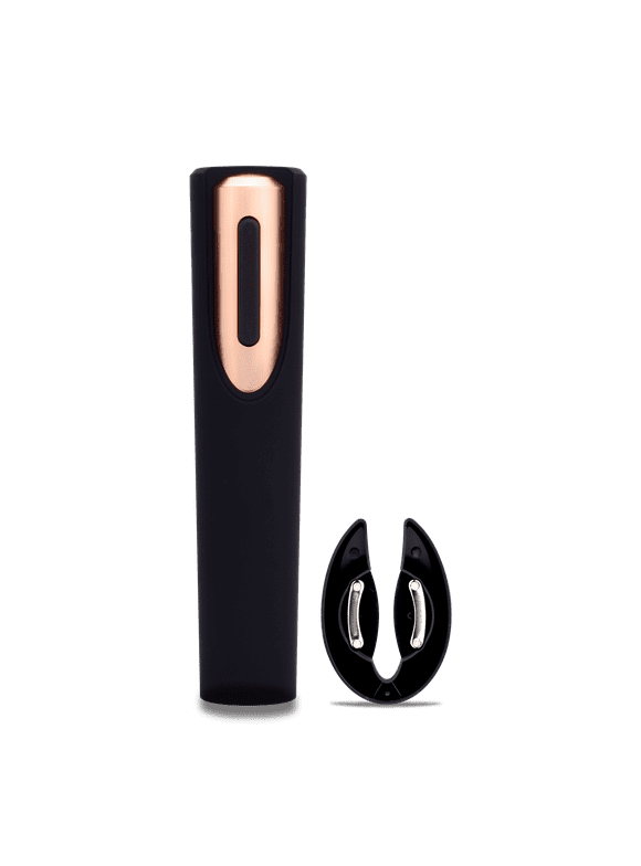Vin Fresco Battery Powered Electric Wine Opener with Stand and Foil Cutter (Black & Rose Gold)
