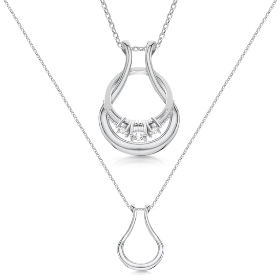 Emily C's Ring Holder Necklace - Stainless Steel Necklace with Sterling Silver Finish - Engagement Gift for Doctors & Nurses - Silver Jewelry for Mom or Grandmother - Drop
