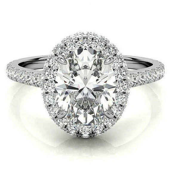Vin Gol Oval Cut 1.90 ctw Women's Halo Diamond Engagement Ring In 14k Gold - 12