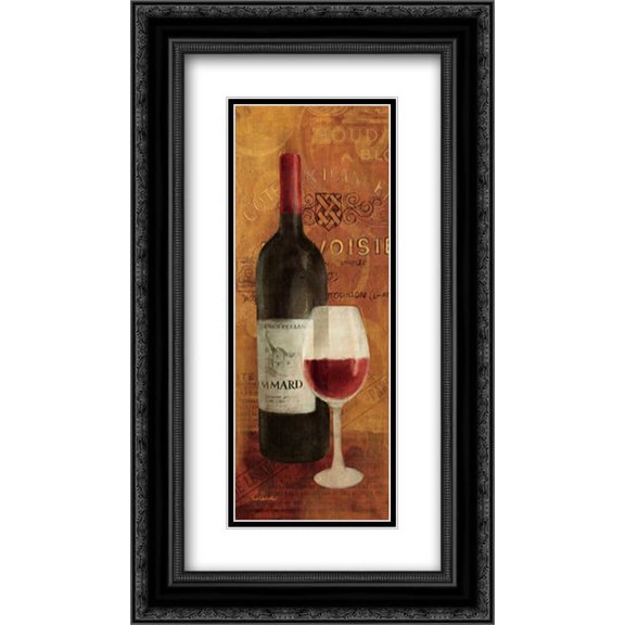 Vin Rouge Panel II 2x Matted 14x24 Black Ornate Framed Art Print by Hristova, Albena