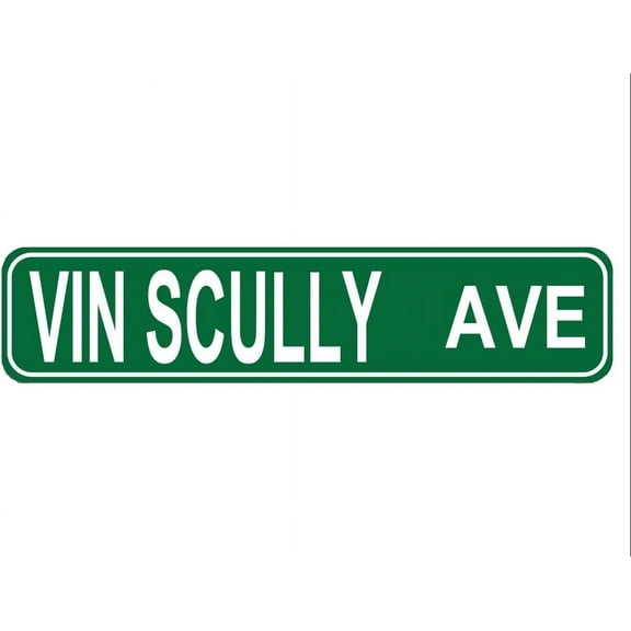 Vin Scully Ave Metal Street Sign gifts for Fan Home Pub Bar Wall Decor Green Tin Sign 16 X 4 Inch