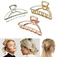 thumbnail image 1 of VinBee 3 Pack Metal Hair Claw Clips Hair Catch Barrette Jaw Clamp,Half Bun Hairpins for Thick Hair (Silver + Gold + Rose Gold), 1 of 6